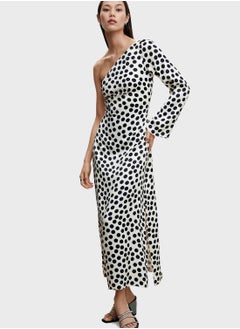 Buy One Shoulder Polka Dot Dress in UAE