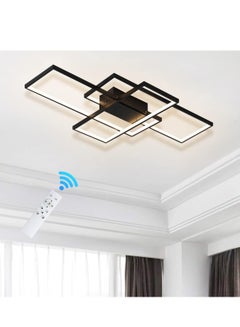 Buy Dimmable Ceiling Light Modern LED Chandelier with Remote Control 50W 3 Layer Square Ceiling Lamp in Saudi Arabia