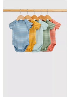 اشتري Striped Short-Sleeved Bodysuits - 5 Pack في الامارات