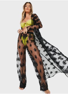 Buy Mesh Lace Cover Up Kimono in Saudi Arabia