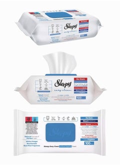 Buy Multi-Purpose Cleaning Wet Wipes, Bleach & Blue Pine Fragrance Additive 100 Wipes (For Cleaning Glass, Tables, WC, Sinks, Carpets, and Electronics) in UAE