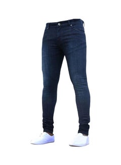 Buy Solid Skinny Fit Jeans Dark Blue in UAE