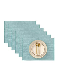 Buy Folkulture 13" x 19" Placemats Set of 6 Classic Ribbed - Aqua in UAE