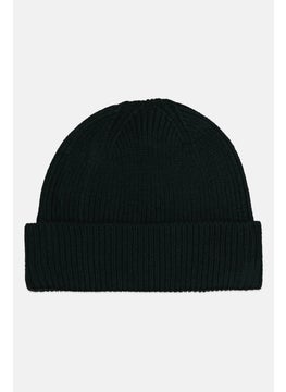 Buy Men Unisex Ribbed Knitted Hat, Dark Green in UAE