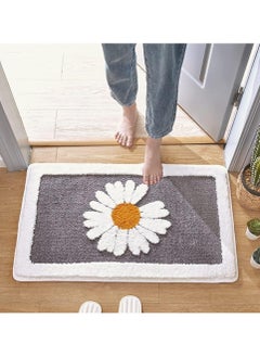 Buy Bathroom Rug Ultra Soft Microfiber Shaggy Bathroom Mats Extra Absorbent Bath Rugs Machine Washable/Dry Non-Slip Bathroom Carpet for Tub Bathroom and Shower(Daisy Grey)45X65CM in UAE