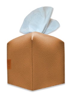 اشتري Leather Tissue Box Cover (Caramel Cube) في الامارات