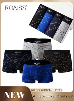Buy Set of 4 Men's 95% Cotton Boxer Shorts Breathable Soft Underwear Summer High Stretch Seamless Underwear in Saudi Arabia