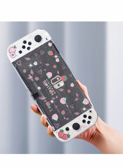 Buy Protective Case for Nintendo Switch OLED, Cute Peach Crystal Hard Shell TPU cover with shock-absorption Anti-Scratch Anti-Slip Skin Grip Cover (Peach) in Saudi Arabia