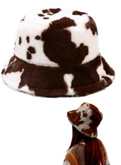 Buy Cow patterned winter fur baded bucket hat in Egypt