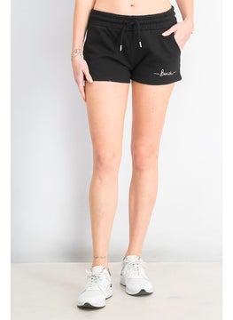 Buy Women Printed Basic Shorts, Black in Saudi Arabia