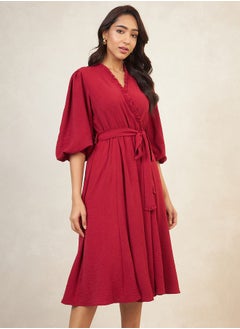 Buy Crinkle Wrap Midi Dress in Saudi Arabia