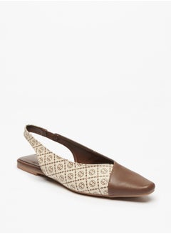 اشتري Monogram Print Square Toe Ballerina Shoes with Slingback في الامارات