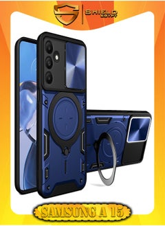 Buy SHIELD EGYPT For Samsung Galaxy A15 Armored Camera Shield Cover Camera Lend Protection, Built-in 360° (Blue) in Egypt