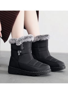 Buy Women's Medium High Top Anti Slip Cotton Shoes Black in UAE