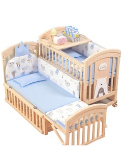 Buy Baby Crib, Baby Wooden Cot, Bed Multifunctional  Rocker, Convertible Desk And Kids Sofa With Mosquito Net in UAE