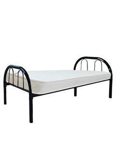 Buy INFINI HOMES Steel Metal Rounded Single Bed with Medicated Mattress (Single, Black, 190 X 90 X 70 CM) in UAE