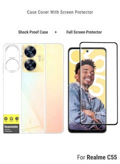 Buy Protective Back Cover With Screen Protector For Realme C55 Black/Clear in Saudi Arabia