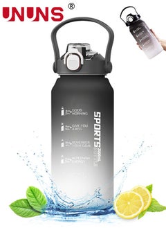 Buy Water Bottle,2L Large Water Bottle With Straw And Handle,Motivational Water Jug With Time Marker For Fitness Gym And Outdoor Sports in UAE