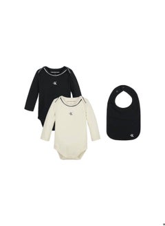 Buy Calvin Klein Jeans Baby's Bodysuits, bib - 3 Piece Set - Newborn - Cotton , Black,  White in UAE