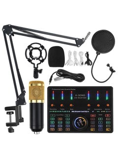 Buy Professional Audio DJ10 Condenser Microphone Telephone Live Broadcast Kit Singing Game Microphone BM800 (Gold) in UAE