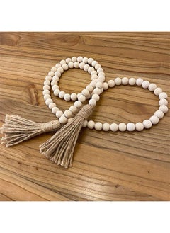 اشتري Tassels Farmhouse Beads 150Cm Wood Bead Garland with Tassels Rustic Country Decor Prayer Boho Beads Big Wall Hanging Decor في السعودية