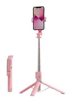 Buy Telescopic Tripod Selfie Stick Bluetooth Remote Adjustable, for Selfies and Videos, Pink in Saudi Arabia