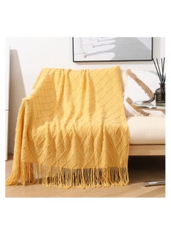 اشتري Tassel Design Knitted Soft Warm Sofa Blanket For Nap 127x175cm في السعودية