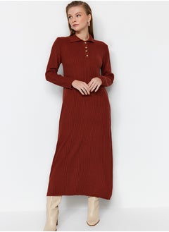 اشتري Tile Polo Neck Comfortable Fit Rib Knitwear Dress TCTAW24EB00025 في مصر