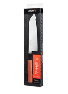 Buy Samura OKINAWA Santoku Knife | 6.9"/175 mm | Double-Edged Blade | Rosewood Handle | AUS-8 Stonewash Blade | Precision Cutting | Corrosion Resistant in UAE