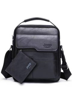 Buy Men's Messenger Bag Leather Crossbody Sling Bag Business Tote Black in Saudi Arabia