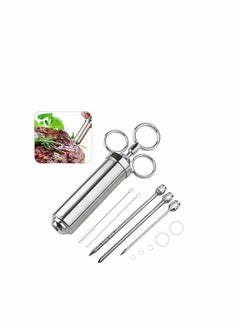 Buy Meat Injector, Stainless Steel Marinade Flavour Food Syringe with 3 Needles/ 2oz Syringe Barbecue Kits with 2 Cleaner Brushes, 4 Spare O-Rings in UAE