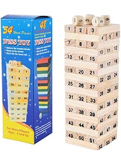 اشتري 1 مجموعة الاطفال الطفل الرقمية خشبية برج ألعاب مكعبات البناء الدومينو 54 قطعة و 4 قطعة النرد مكدس مكدس استخراج لعبة تعليمية في مصر