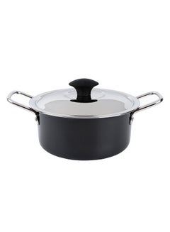 Buy Hard Anodized Stockpot Aluminum Cooking Pot with Lid 20cm - Black in UAE