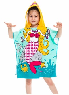 Buy Kids Hooded Beach Towel, Swimming Bathrobe Lightweight Bath Towel for Toddler Age 1-6 Years Old Boys and Girls, Mermaid in Saudi Arabia