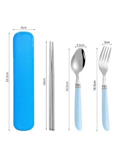 Buy Stainless Steel Cutlery Set Blue in UAE