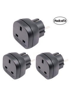 Buy 3 Pieces Travel Adapter Plug, 3-Prong Wall Plug from KSA/UAE/UK Adapt to 2-Prong EU/Germany/France/Spain/Italy Socket with Safety Shutter, Black in Saudi Arabia