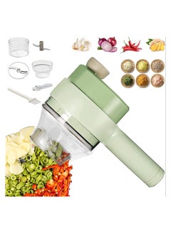 اشتري 4 in 1 Portable Electric Vegetable Cutter Set,Gatling Vegetable Chopper Mini Wireless Food Processor,Garlic Chili Onion Celery Ginger Meat Garlic Chopper with Brush في الامارات