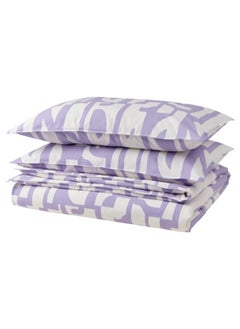 اشتري Duvet Cover And 2 Pillowcases, White/Lilac, 240X220/50X80 Cm في السعودية