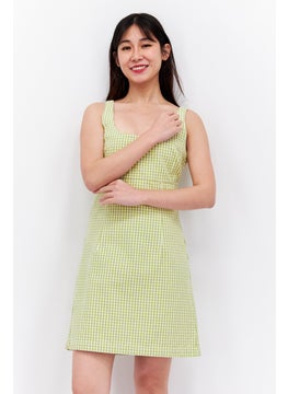 اشتري Women Checkered Mini Dress, Green Combo في الامارات