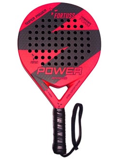 اشتري مضرب تنس FORTUSS Padel - ألياف كربونية كاملة - سطح سداسي ثلاثي الأبعاد مع قلب إسفنجي مرن خفيف من مادة EVA - مضرب Padel - مضرب مجداف دائري الشكل مع حقيبة (أحمر) في الامارات