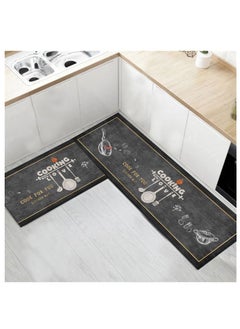 اشتري 2 PCS Set Large Kitchen Mats With Crystal Velvet Material Absorbent Thick Nonslip Washable Area Rugs For Kitchen Floor Indoor Outdoor Entry Carpet With Beautiful Design (50×80CM And 50×160CM) في الامارات