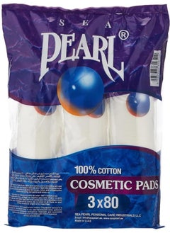 Buy Sea Pearl Cotton Make Up Cosmetics Pads (Pack Of 3 X 80) in UAE