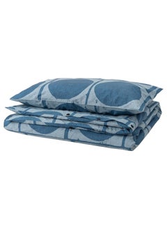 اشتري Duvet cover and pillowcase, dark blue, 150x200/50x80 cm في السعودية