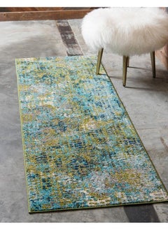 اشتري Chromatic Collection Modern Colorful & Vibrant Abstract Area Rug For Any Home Décor 2 Ft 2 In X 6 Ft 7 In Green Blue في الامارات