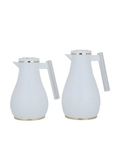 Buy A Set Of White Ceramic Thermos Islamic Engraving Acrylic Handle Two Piece in Saudi Arabia