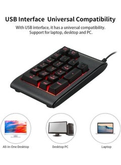 Buy USB Wired 19 Keys Mechanical Mini Numeric Keypad Black in Saudi Arabia