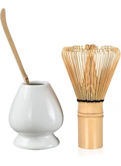 Buy 3-Piece Matcha Green Tea Whisk, Matcha Stirrer Bamboo Spoon with Hook Matcha Brush Placeer Set in Saudi Arabia