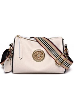 Buy Wide Shoulder Strap Crossbody Cowhide Women's Bag White in Saudi Arabia