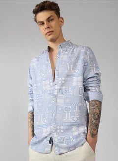 اشتري Relaxed Fit Poly/Cotton Mock Lino Stripes Shirt – Fresh and Comfortable في الامارات