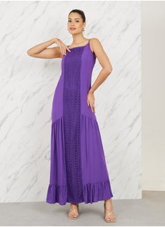 Buy Strappy Crochet Detail A-Line Maxi Dress in Saudi Arabia